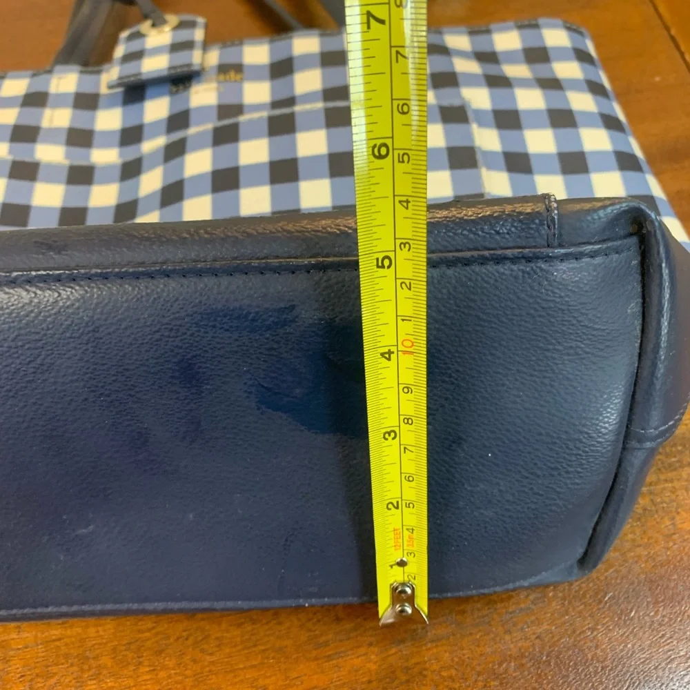 kate spade Blue Gingham Leather Trim Tote